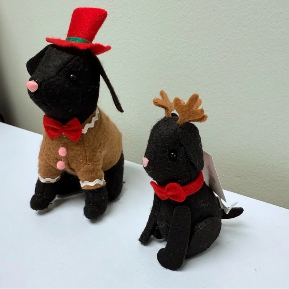 Target Bullseye Playground Set of 2 Holiday Plush Black dogs, Gingerbread, New
